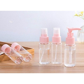 Bộ chiết mỹ phẩm du lịch 5 món nhỏ gọn tiện lợi - Henrysa - Mẫu 2 - Hồng Nhạt