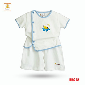 Đồ sơ sinh bé trai, bé gái Babiboo, bộ cộc tay sơ sinh nút gài kiểu bác sĩ vải cotton mềm mại - BBC12 - viền cam - 1 (0-3M)(3,2-4,5KG)